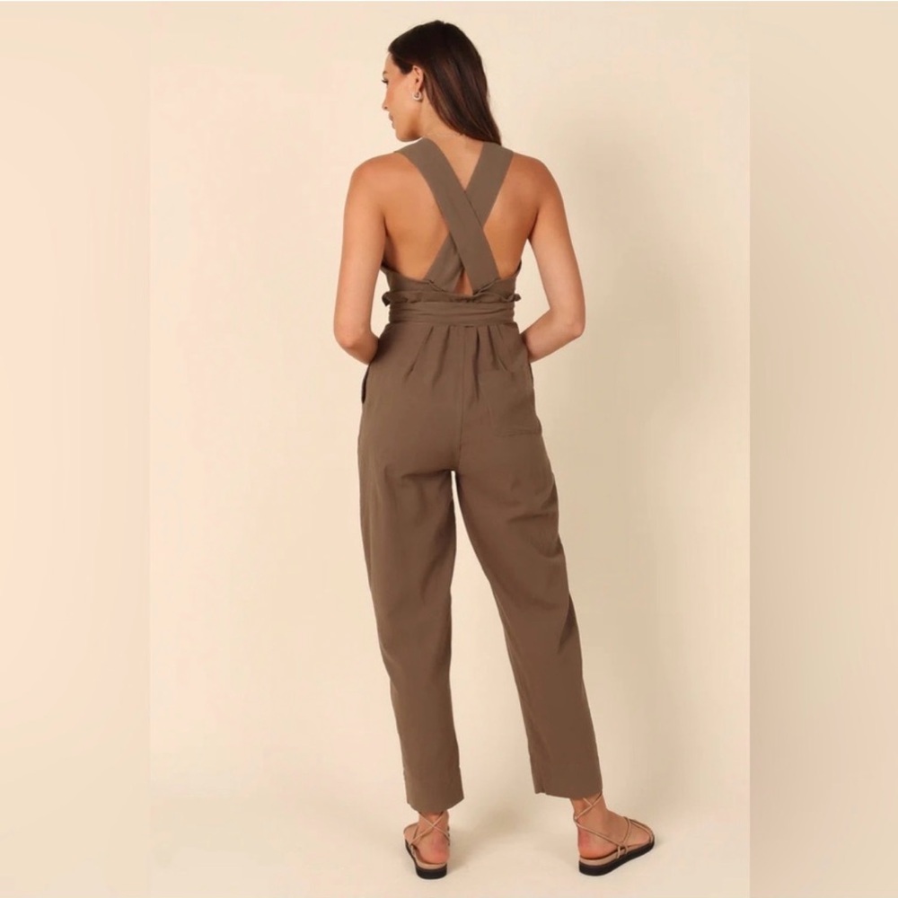 Mable 100% Cotton Tilly Belted jumpsuit olive green - Picture 3 of 7